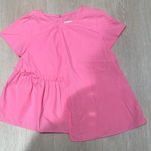 Zara Hot Pink Short Sleeve Peplum Side-Ruched Top